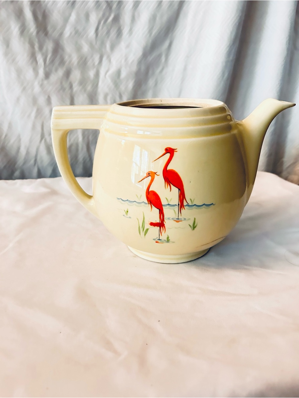 Vintage flamingo tea pot